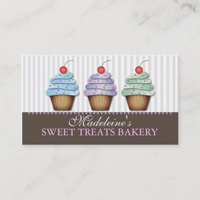 Party Cupcakes Custom Baker Business Card Visitenkarte (Vorderseite)
