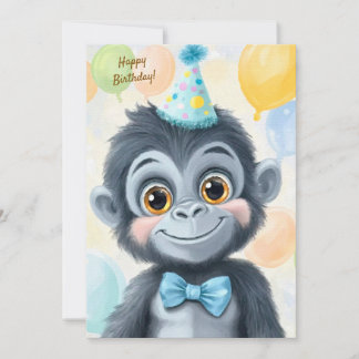 Party Cute Animal Birthday Invitation Gorilla Einladung