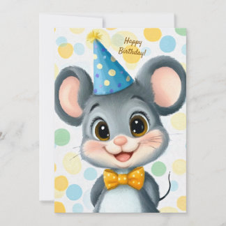 Party Cute Animal Birthday Invitation Mouse Einladung