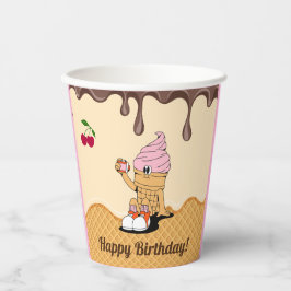 Party-Dekoration der Eiscreme-Kone-Zeichen Pappbecher