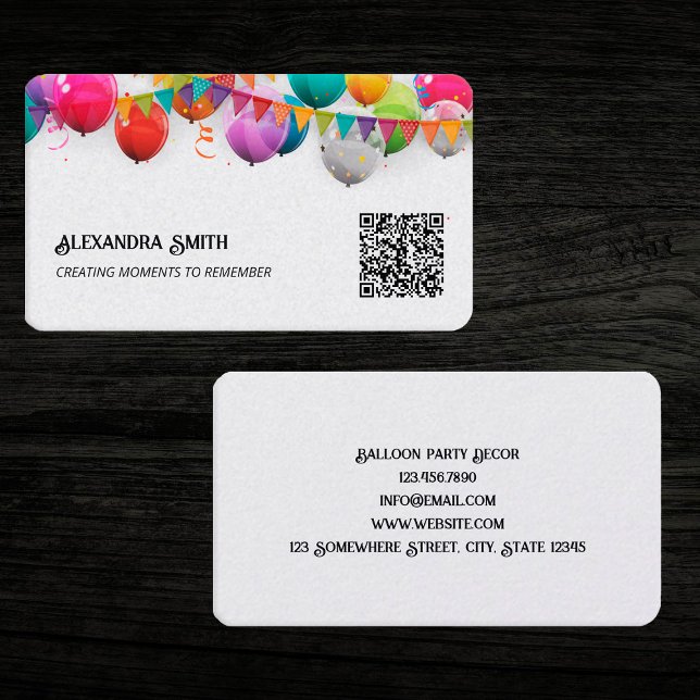 Party-Dekoration für Ballon-QR Visitenkarte (Balloon Party Decor Custom QR Business Cards)