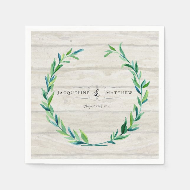 Party Dekoration Wasserfarben Laurel Wreath Holzka Serviette (Vorderseite)