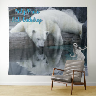 Party-Dekoration Wilde Tiere Eisbär Hintergrund Wandteppich