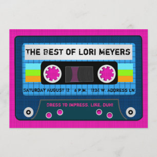 Party der 80er Jahre Das Beste aus Mix-Tape Einladung