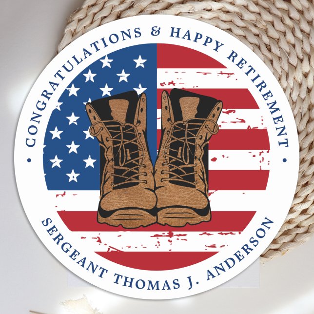 Party der amerikanischen Militärarmee "Flag Boots  Runder Aufkleber (Von Creator hochgeladen)