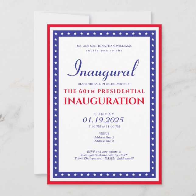 Party der Amtseinführung von Präsident Donald Trum Einladung (Vorderseite)