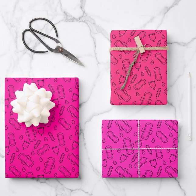 Party der ersten Phase - Muster der Tampon-Pad-Tas Geschenkpapier Set (Vorderseite)