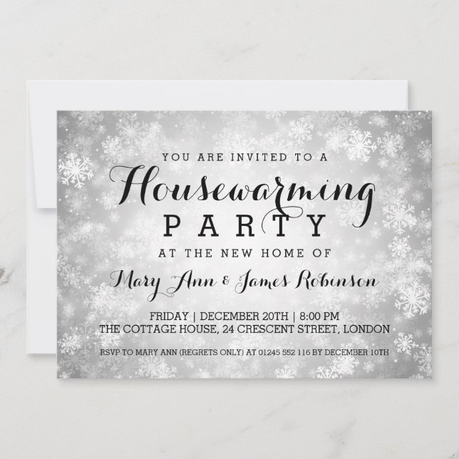 Party der Haushaltserwärmung Silver Winter Wunderl Einladung (Vorderseite)
