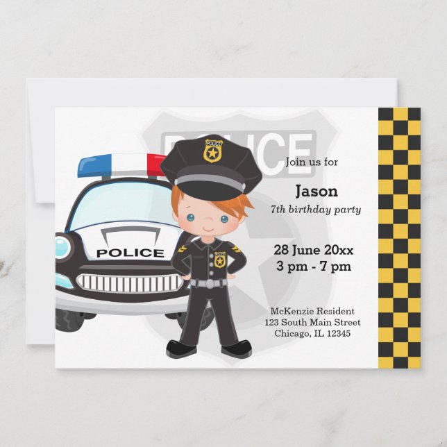 Party der Polizeikinder Einladung (Vorderseite)