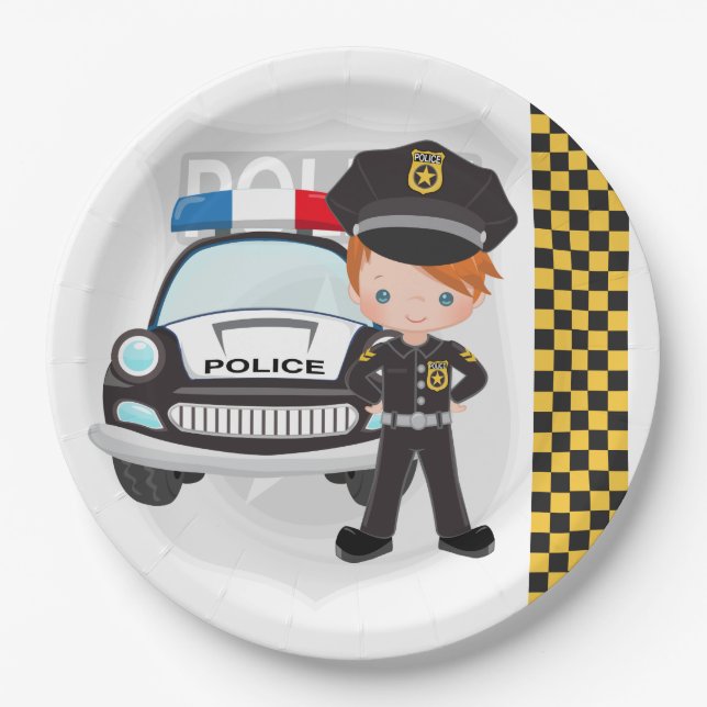 Party der Polizeikinder Pappteller (Vorderseite)