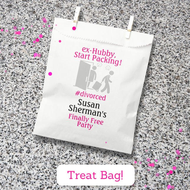 Party der Scheidung Endfrei rosa Dekoration Geschenktütchen (Divorce Party "ex-Hubby, Start Packing!" treat or favor bag to celebrate her divorce in style!)