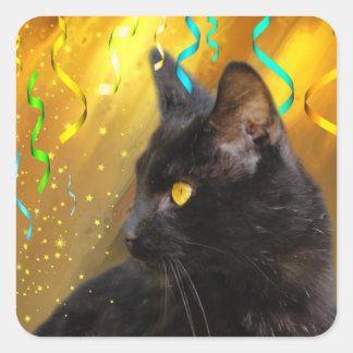 Party der schwarzen Katze Quadratischer Aufkleber