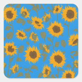 Party der Sonnenblumen Quadratischer Aufkleber