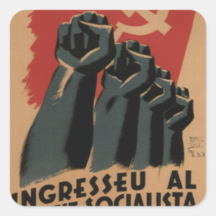 Party der Sozialistischen Einheit_Propaganda-Poste Quadratischer Aufkleber