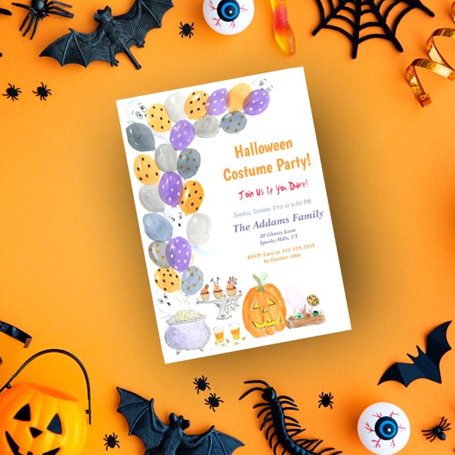 Party der Wasserfarbe Halloween-Kostüme Einladung (A fun watercolor Halloween invitation for your next kids party! )