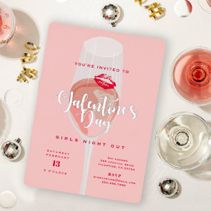 Party des Galentiner Tages Wasserfarbe Rosa Folieneinladung