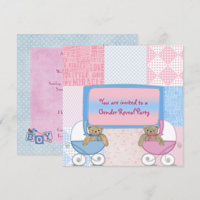 Party des Geschlechts Einladung (Vorne/Hinten)