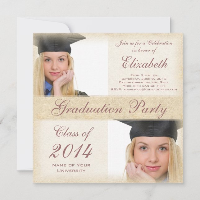 Party des Hübschen High School Uni-Abschluss Einladung (Vorderseite)