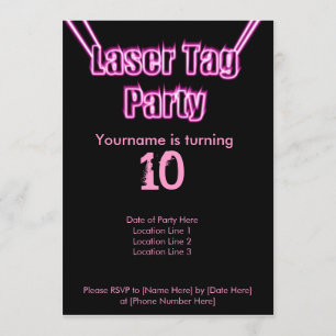 Party des Lasermarkts Rosa Einladung