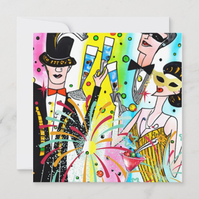 Party des Neujahrs Feiertagskarte (Vorderseite)