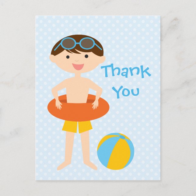 Party des niedlichen Jungen im Sommer Dankeschön P Postkarte (Vorderseite)