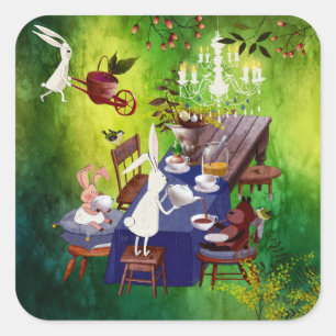 Party des Sonnenfrühlings in der Illustration von  Quadratischer Aufkleber