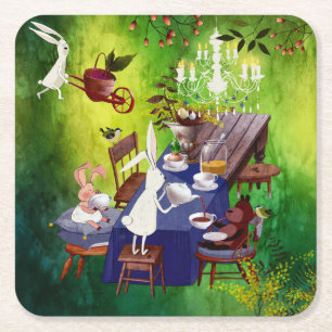 Party des Sonnenfrühlings in der Illustration von  Rechteckiger Pappuntersetzer