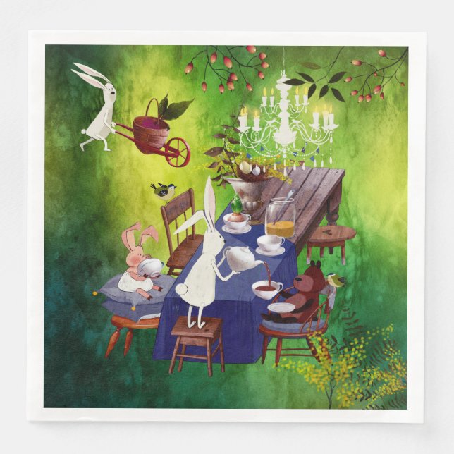 Party des Sonnenfrühlings in der Illustration von  Serviette (Vorderseite)
