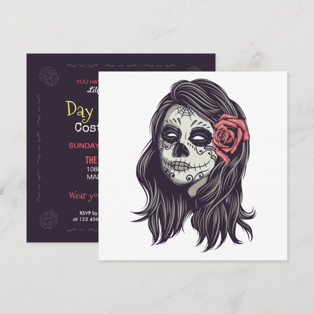 Party Dia de los Muertos| Einladung (Vorne/Hinten)