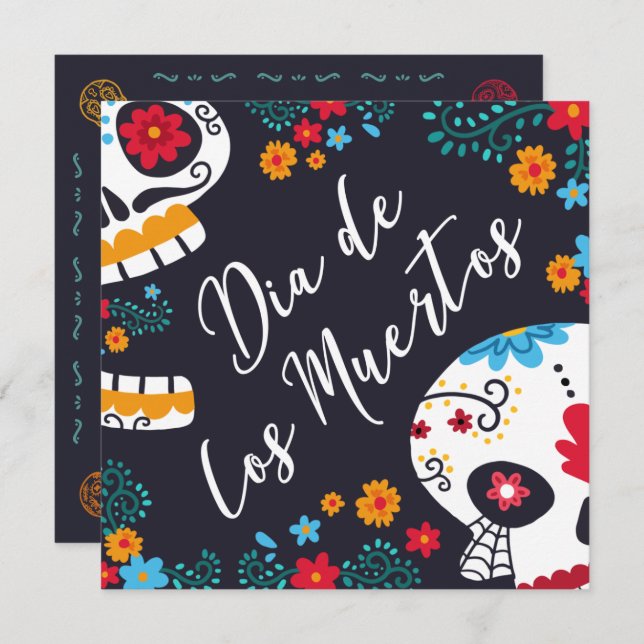 Party Dia de los Muertos| Einladung (Vorne/Hinten)