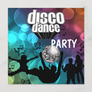 Party Disco Dance Retro Blauer Bubble Einladung