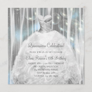 Party Dress White and Blue Quinceanera Einladungen