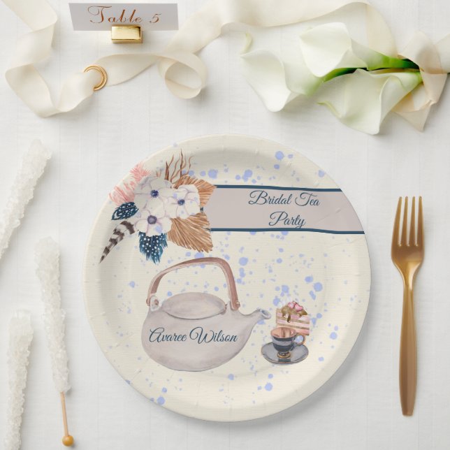 Party-Dusche Navy und Coral Bridal Pappteller (Hochzeit)