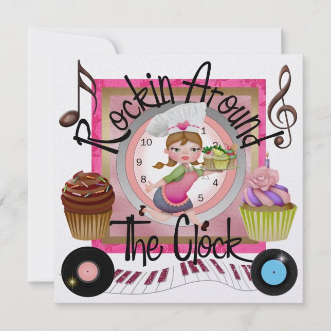 Party eines Royal Cupcake Rockin - SRF Einladung (Vorderseite)