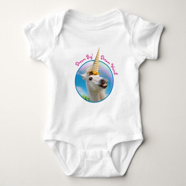 Party Einhorn und Regenbogen Baby Strampler (Vorderseite)