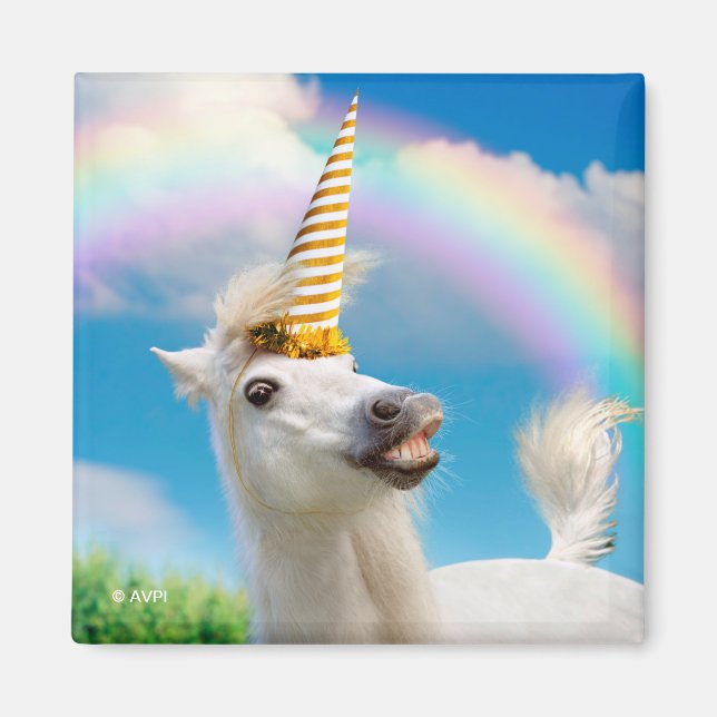 Party Einhorn und Regenbogen Magnet (Vorne)