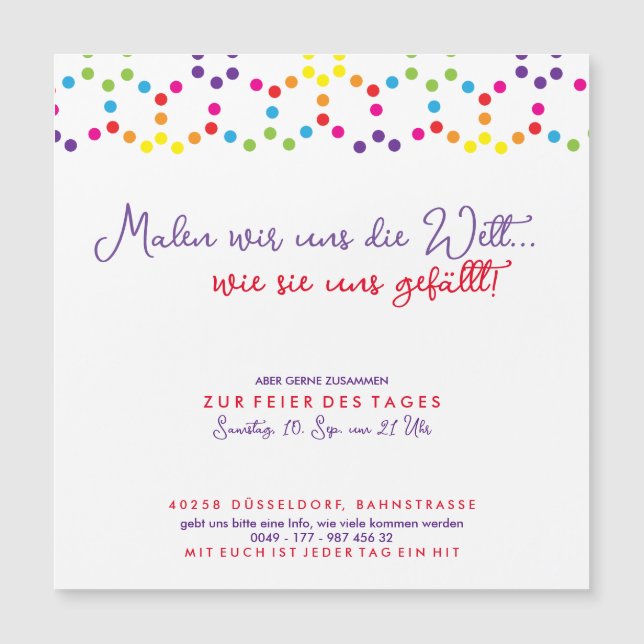 Party Einladung (Vorderseite)