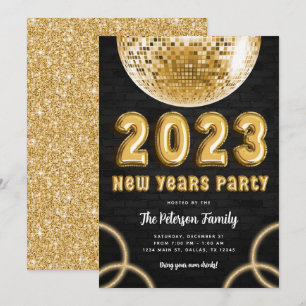 Party Einladung 2023 - Gold - neue Jahre