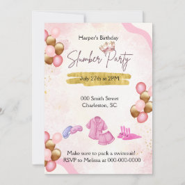 Party Einladung aus rosa und goldfarbenem Gummi
