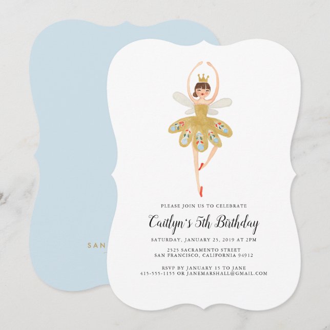 Party Einladung | Ballerina Birthday Party (Vorne/Hinten)