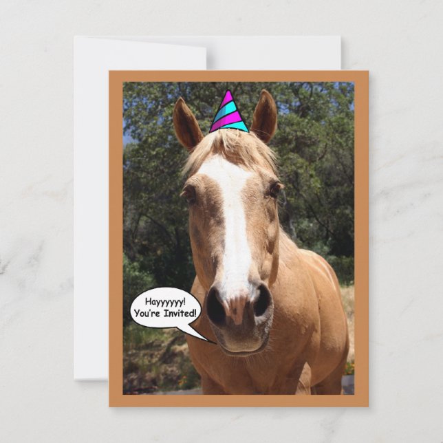 Party Einladung - "Bess the Party Horse" (Vorderseite)