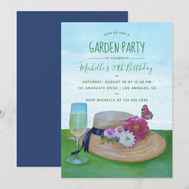 Party Einladung Birthday Garden (Vorne/Hinten)