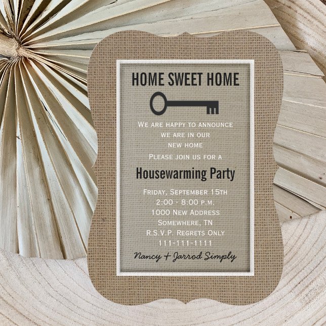 Party Einladung Burlap für die Hauswärmung (Von Creator hochgeladen)