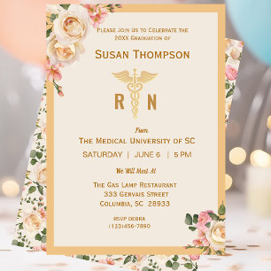 Party Einladung Caduceus floral Grad