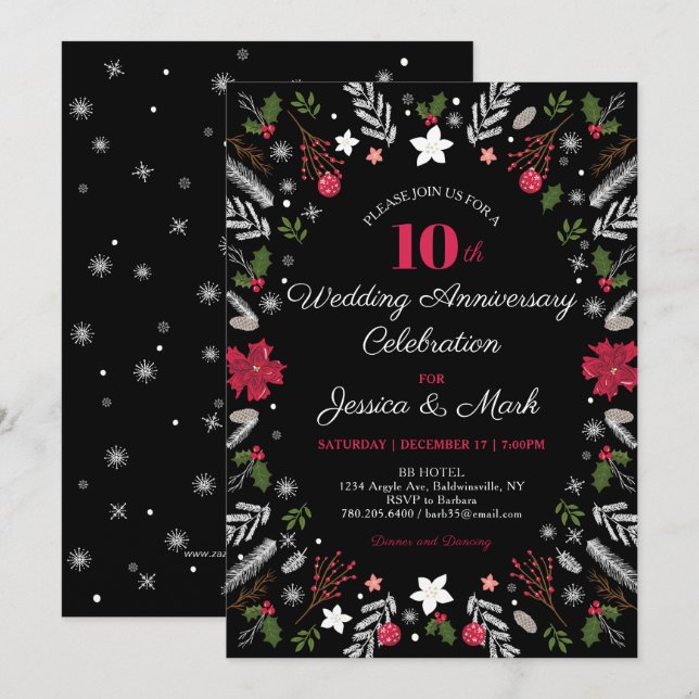 Party Einladung Cards für das Winterhalbjahr (Vorne/Hinten)