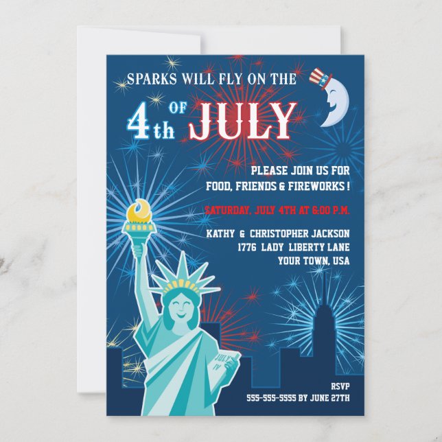 Party Einladung der Amerikanische Unabhängigkeitst (Vorderseite)