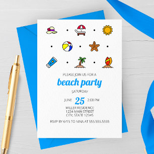 Party Einladung der Beach Icons