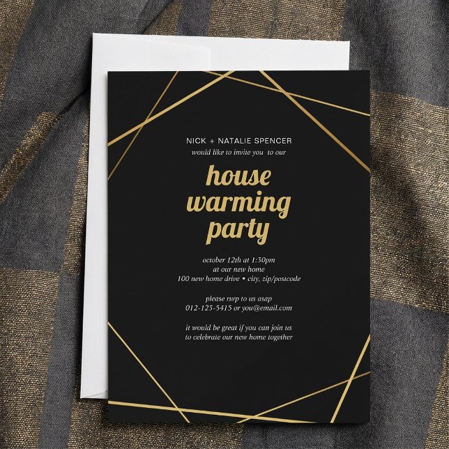 Party Einladung der geometrischen Erwärmung (Geometric gold House warming party invitation.)
