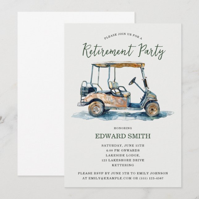 Party Einladung der Golfpensionierung (Vorne/Hinten)