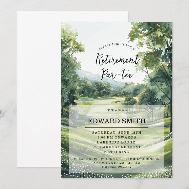 Party Einladung der Golfpensionierung (Vorne/Hinten)
